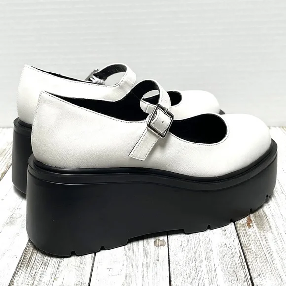 New White Platform Mary Jane Wedge Ballet Flats - Picture 7 of 7